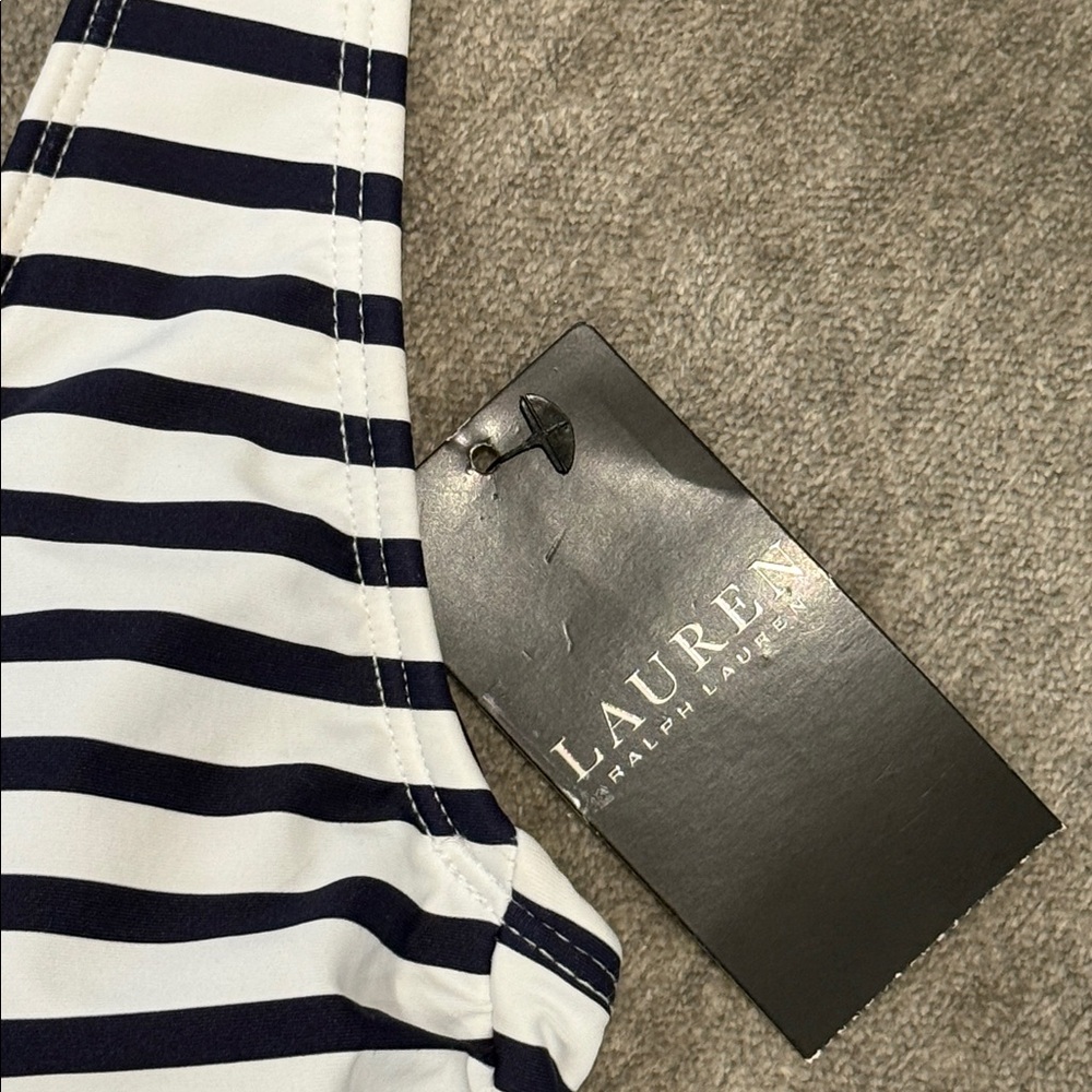 NWT - Ralph Lauren Navy & White Striped Swimsuit One Piece Size 10 - Picture 3 of 10